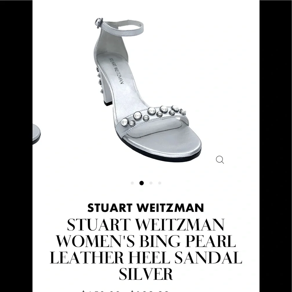 Stuart Weitzman Metallic Silver Bing Pearl Sandals - Picture 6 of 6